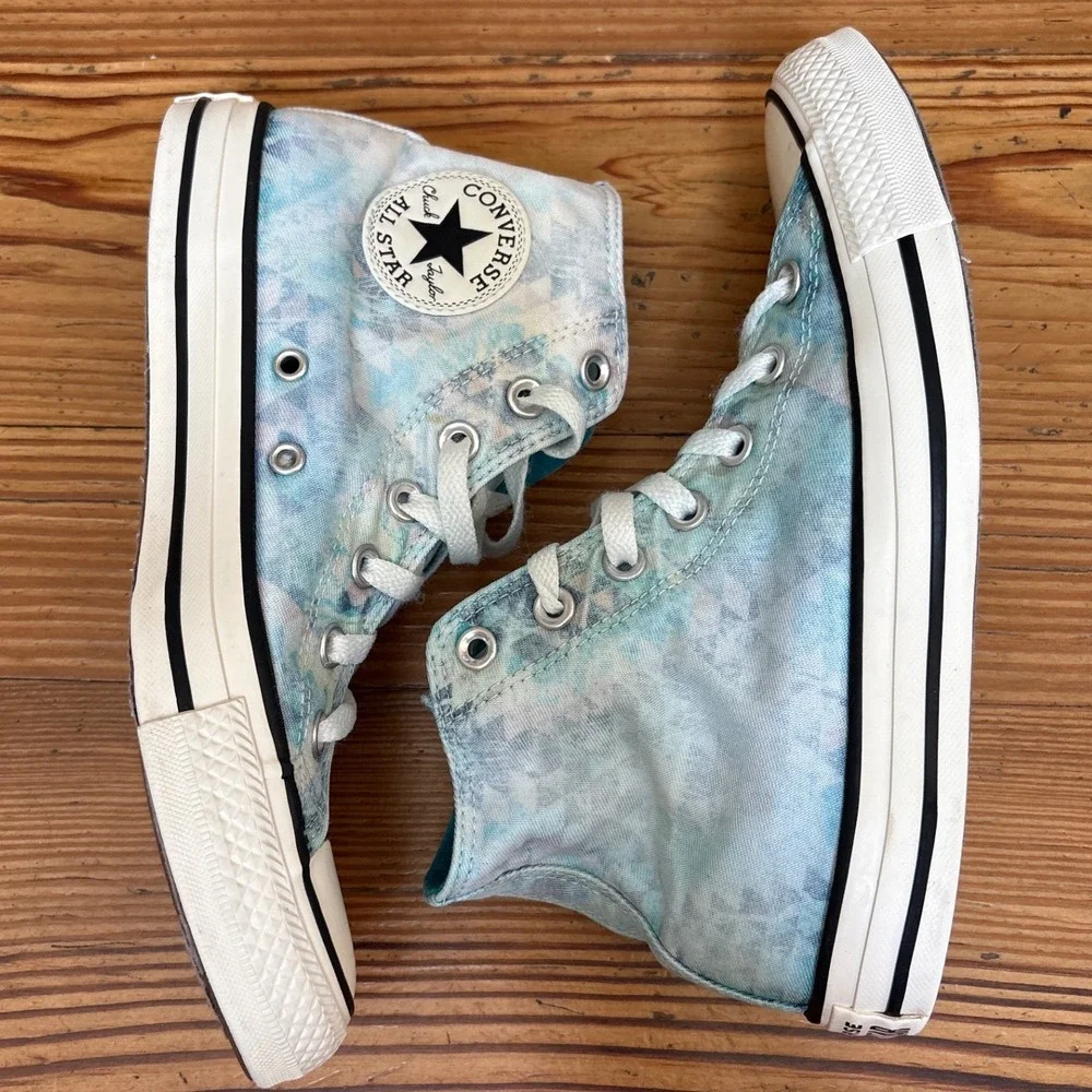 Converse Chuck Taylor All Star Women Blue Geometric Tie Dye High Top SIZE 8 - Picture 5 of 8
